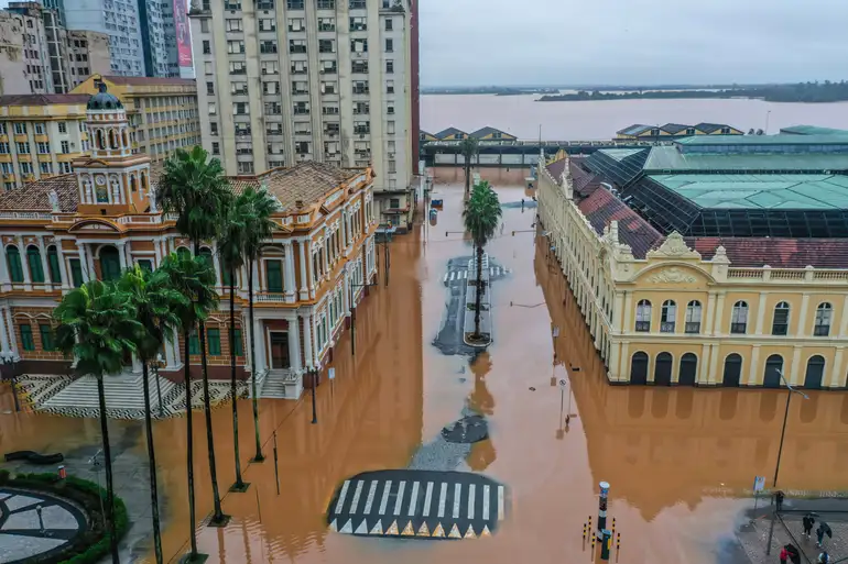 Imagem de enchente no Rio Grande do Sul