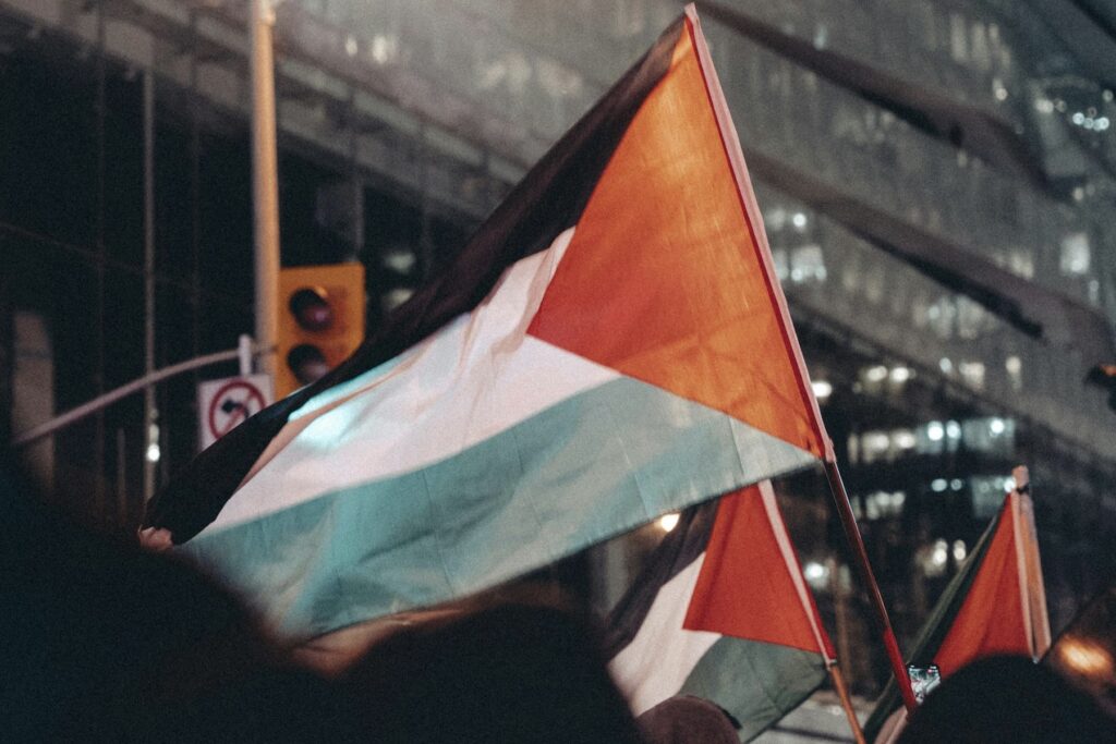 Capa com a bandeira da Palestina