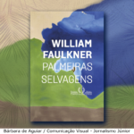Capa do livro Palmeiras Selvagens, com detalhes em bege, azul, verde e marrom