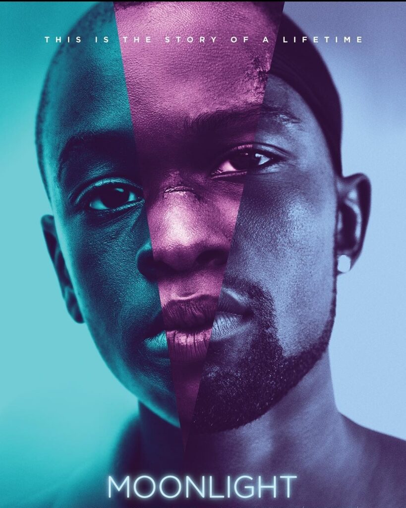 Cartaz de 'Moonlight: Sob a Luz do Luar' com Alex Ribbert, Ashton Sanders e Trevante Rhodes