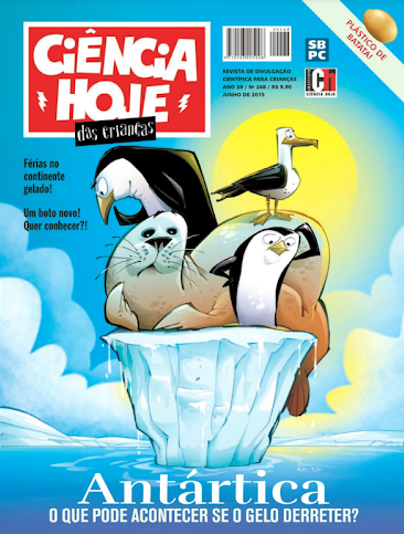 Capa da revista Ciência Hoje das Crianças, com destaque para temas da Antártica