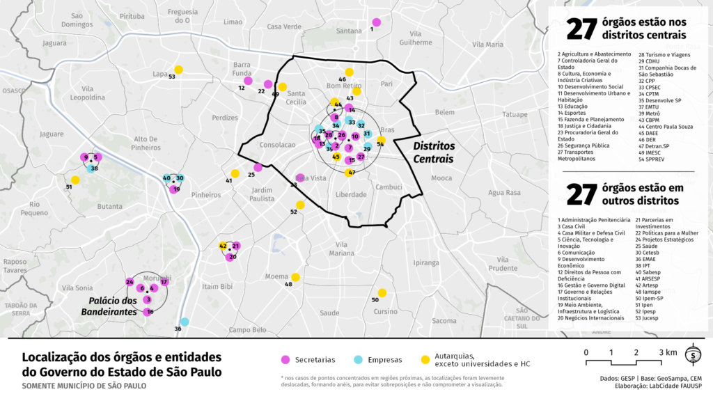 Mapa mostra região onde vai estar a nova sede do governo de São Paulo