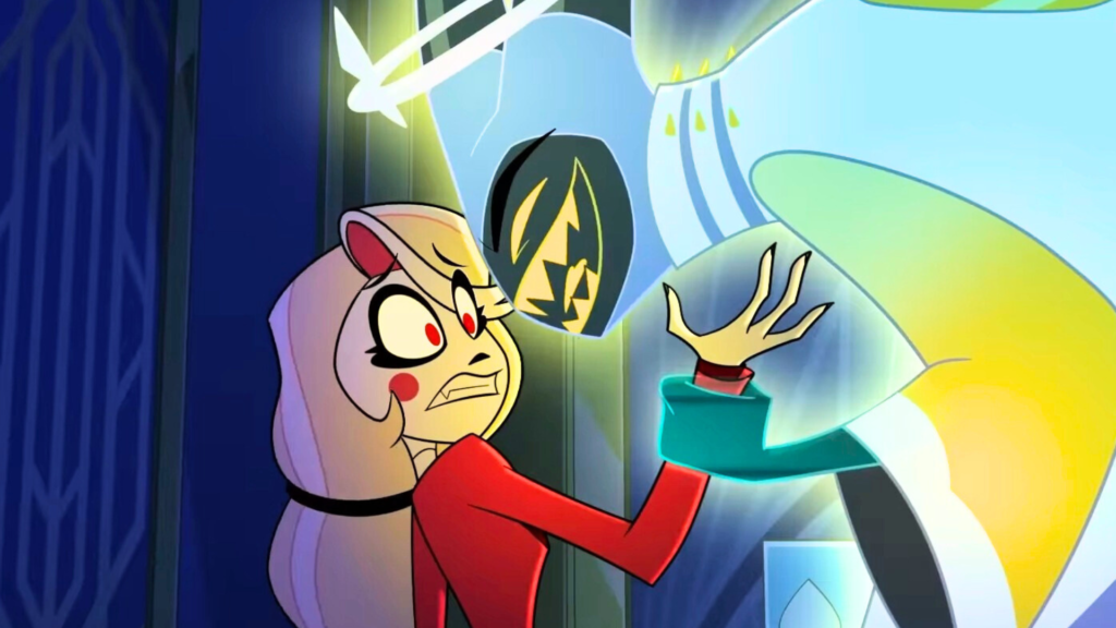 Adão segurando o braço de Charlie Morningstar.