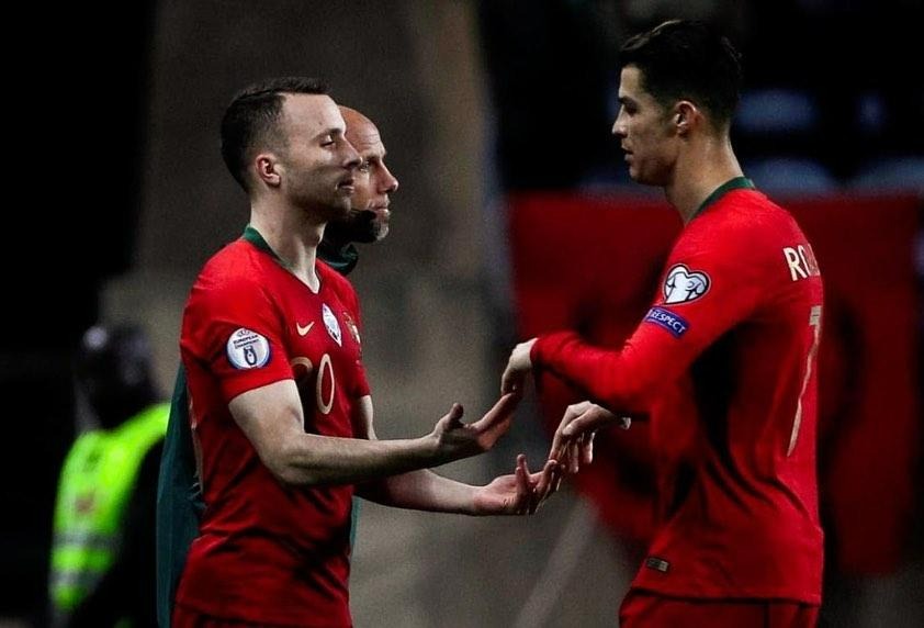 Diogo Jota e Cristiano Ronaldo pela seleção portuguesa
