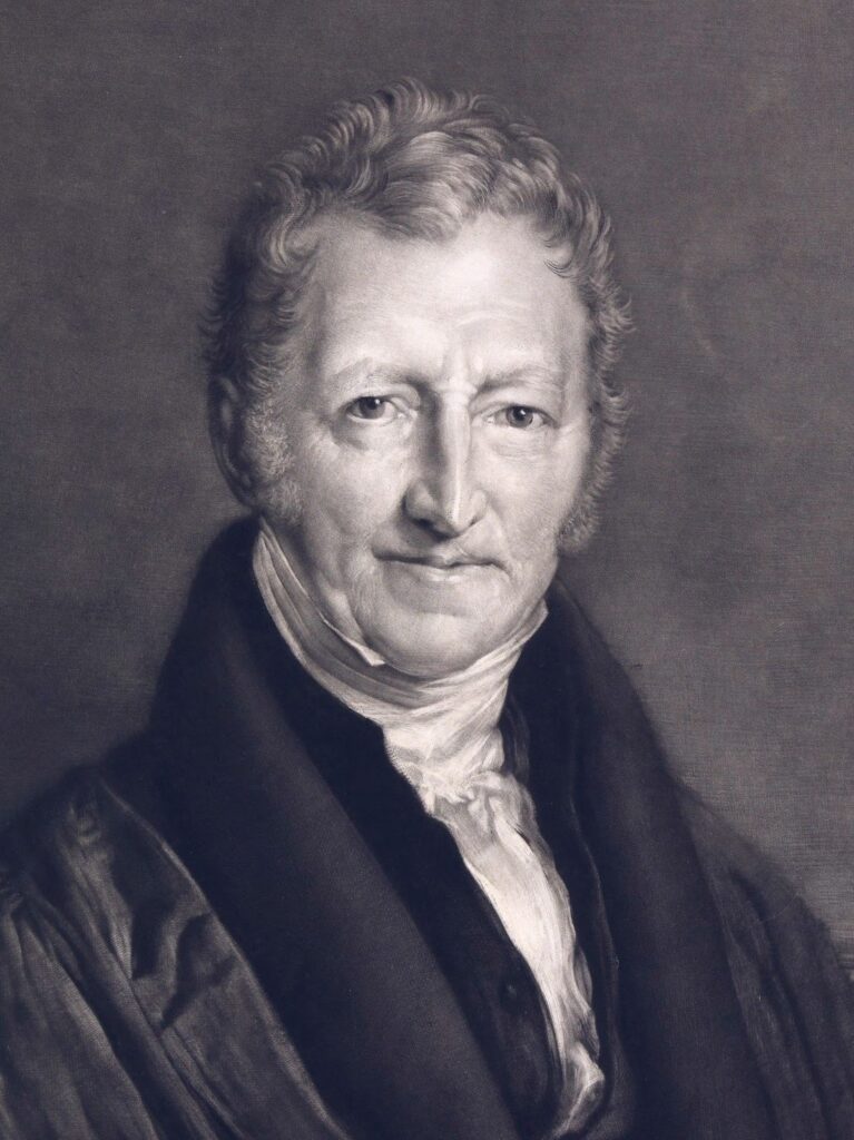Malthus, responsável pela teoria malthusiana, reforçou o vínculo entre oferta de alimentos pela agricultura e população