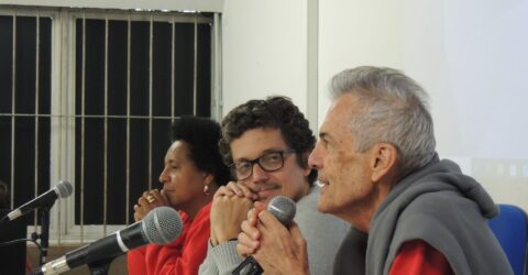 Atílio, Wagner e Eliária na mesa do último dia da II Semana do Audiovisual