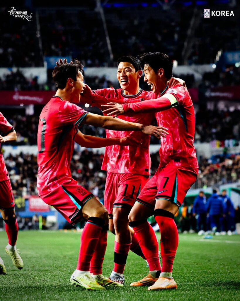 Comemoração da equipe da Coreia do Sul