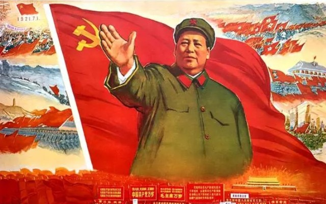 Na imagem, um cartaz de propaganda  da china comunista