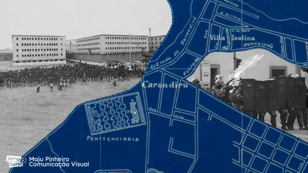 Na imagem, uma arte com o mapa do complexo penitenciário do Carandiru