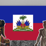 Na imagem, uma bandeira do Haiti ao centro e dois líderes da Revolução Haitina do lado esquerdo e direito