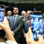 Na imagem, o senador e candidato ao Planalto, Flávio Bolsonaro