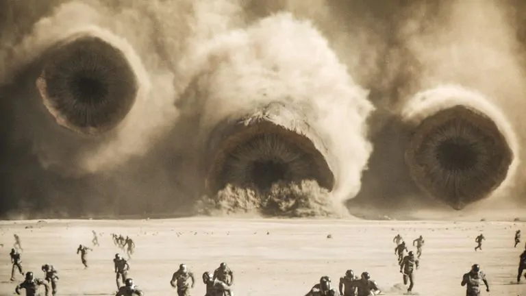 Os gigantes vermes de areia retornam com cenas ainda mais arrepiantes em Duna: Parte 2