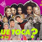 Em uma montagem feita por Fernanda Silva aparecem One Direction, Skank e Spice Girl sobre um fundo rosa