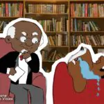 Em imagem ilustrativa terapeuta conversa com cachorro deitado em um divã, como em uma sessão de terapia.