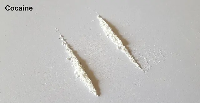 Duas carreiras de cocaína em um fundo branco