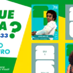 Imagem de Elza Soares e Jorge Ben Jor como se estivessem em um álbum de figurinhas, com "O que toca na Sala 33" escrito