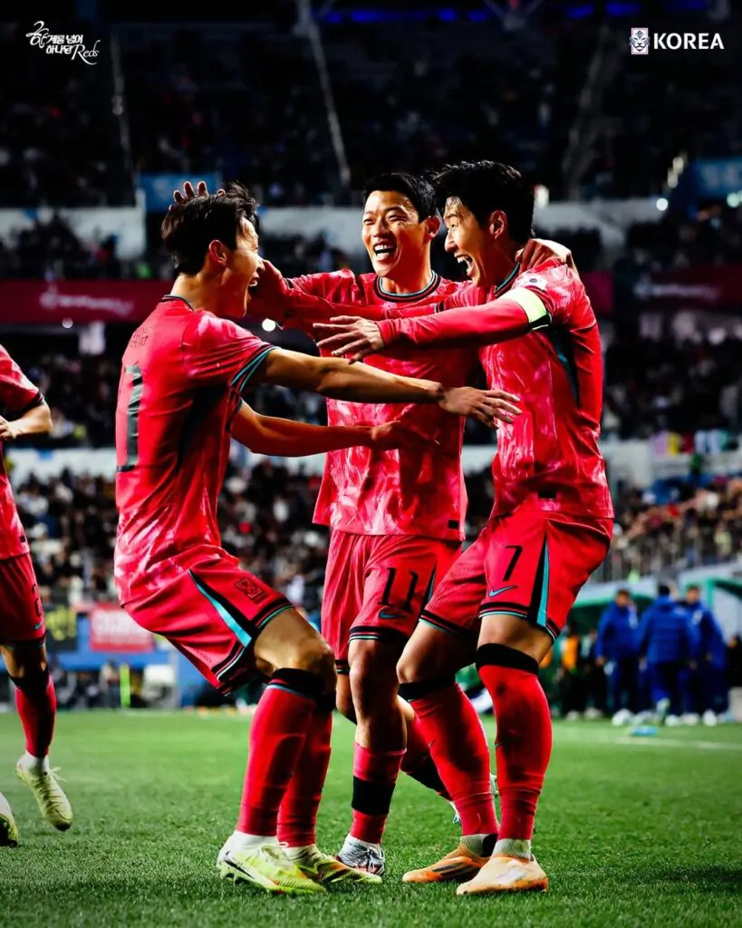 Comemoração da equipe da Coreia do Sul