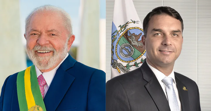Na imagem, Lula (à esq.) e Flávio Bolsonaro (à dir.)